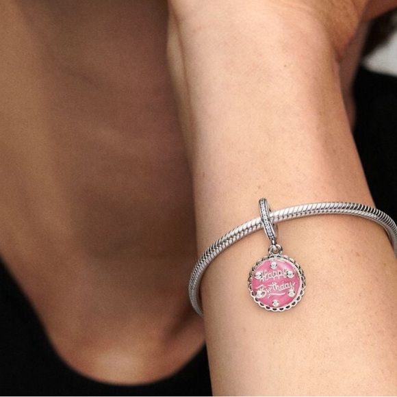 PANDORA Pink Birthday Cake Dangle Charm w/box - Picture 2 of 7